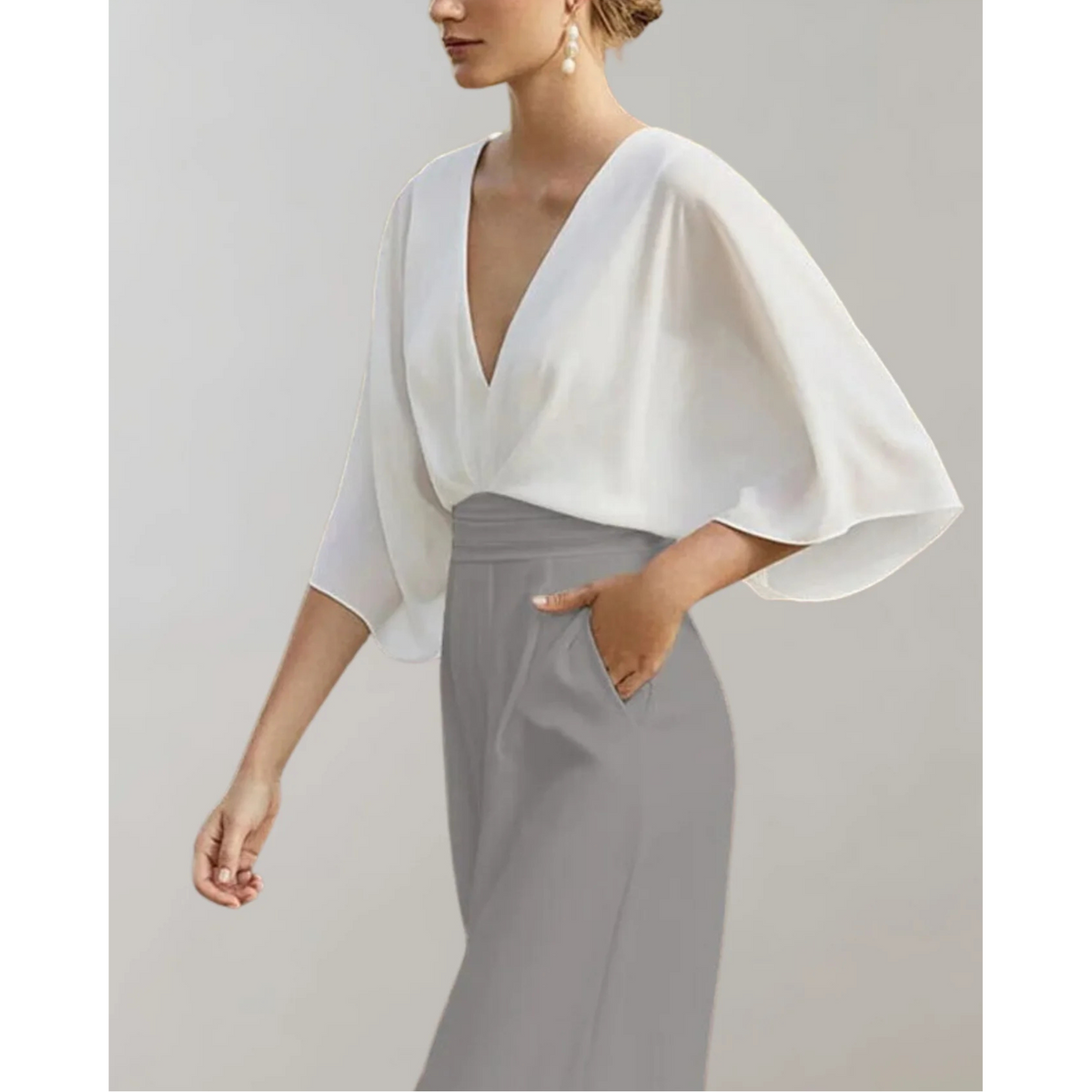 Nyla - Women's Elegant V-Neck Jumpsuit