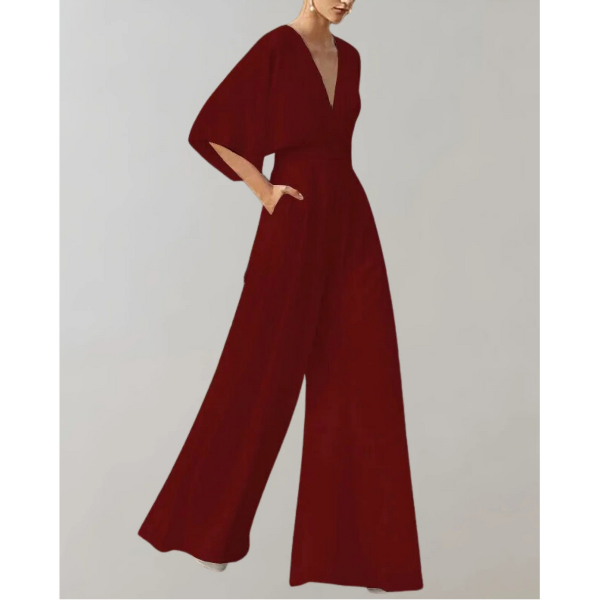 Nyla - Women's Elegant V-Neck Jumpsuit