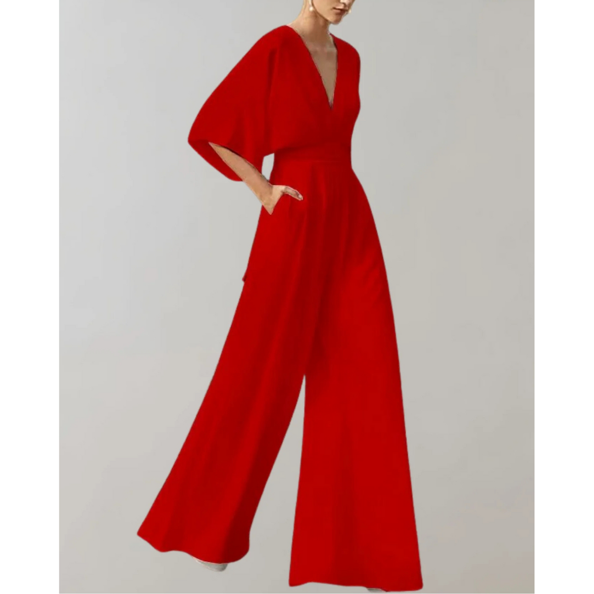 Nyla - Women's Elegant V-Neck Jumpsuit