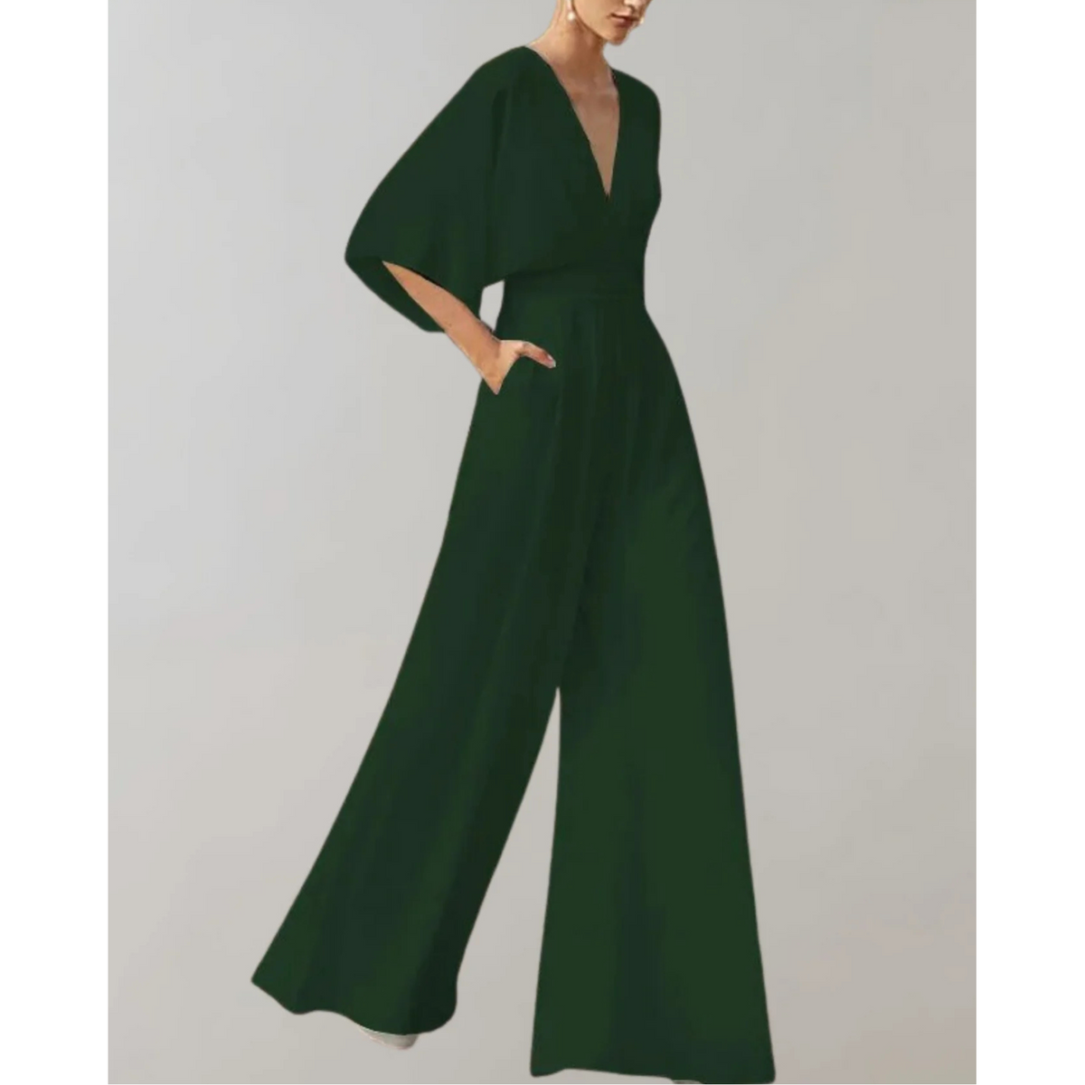 Nyla - Women's Elegant V-Neck Jumpsuit