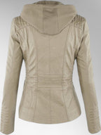 Odette - Women's Versatile Leather Jacket with Hood