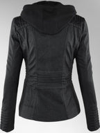 Odette - Women's Versatile Leather Jacket with Hood