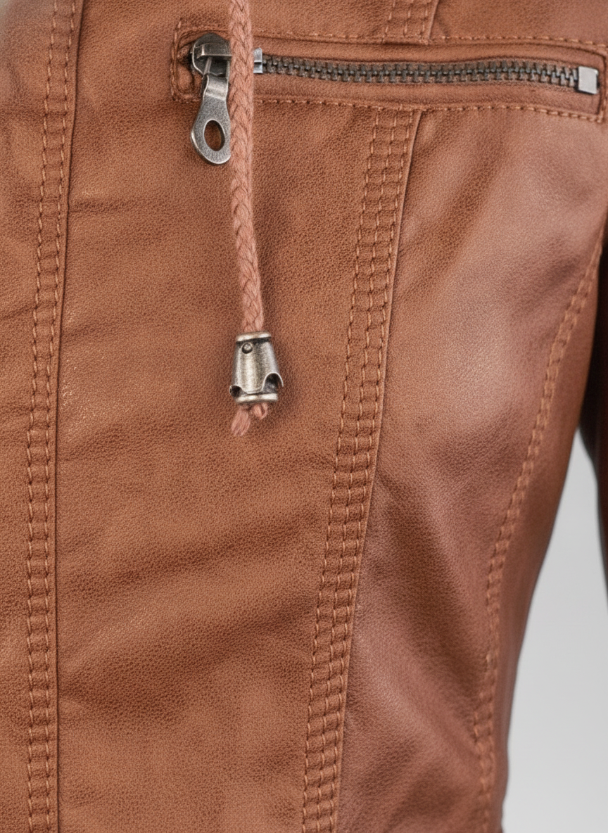 Odette - Women's Versatile Leather Jacket with Hood