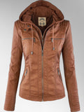 Odette - Women's Versatile Leather Jacket with Hood