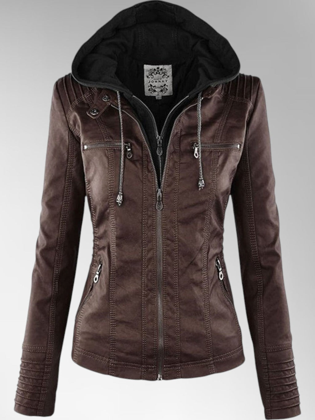 Odette - Women's Versatile Leather Jacket with Hood