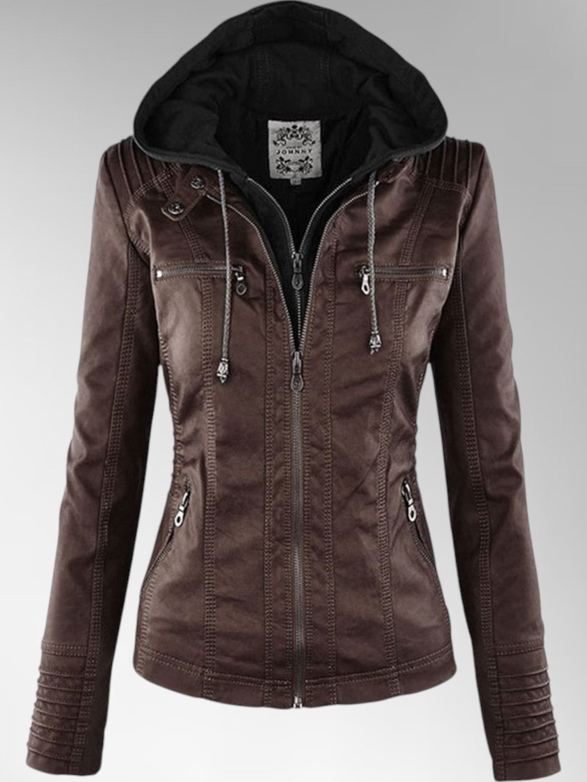 Odette - Women's Versatile Leather Jacket with Hood