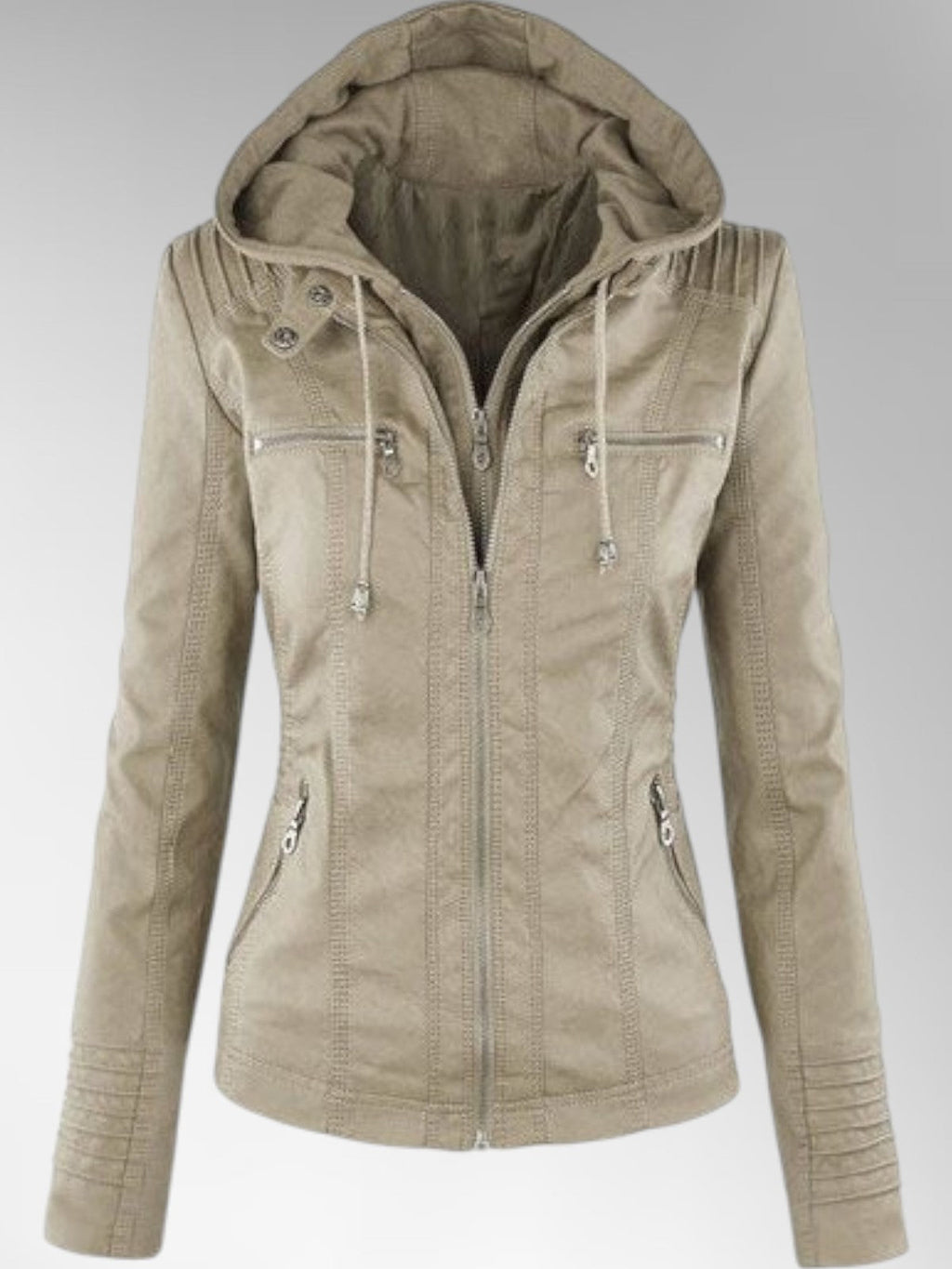 Odette - Women's Versatile Leather Jacket with Hood