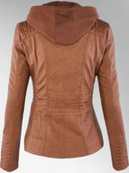 Odette - Women's Versatile Leather Jacket with Hood