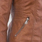 Odette - Women's Versatile Leather Jacket with Hood