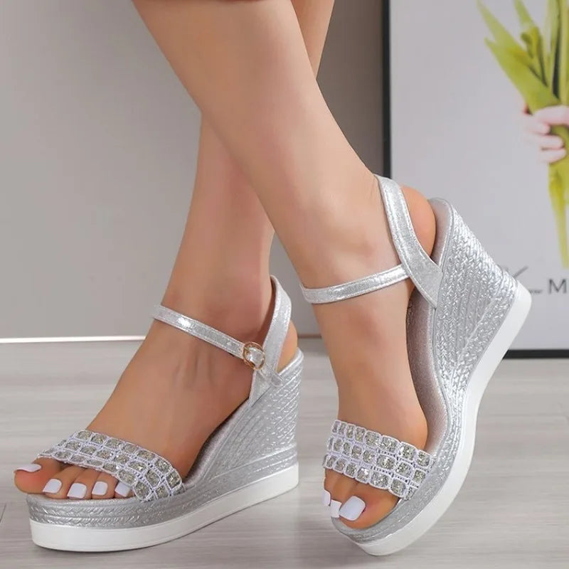 Ophelia - Women's Sparkling Platform Wedge Sandals