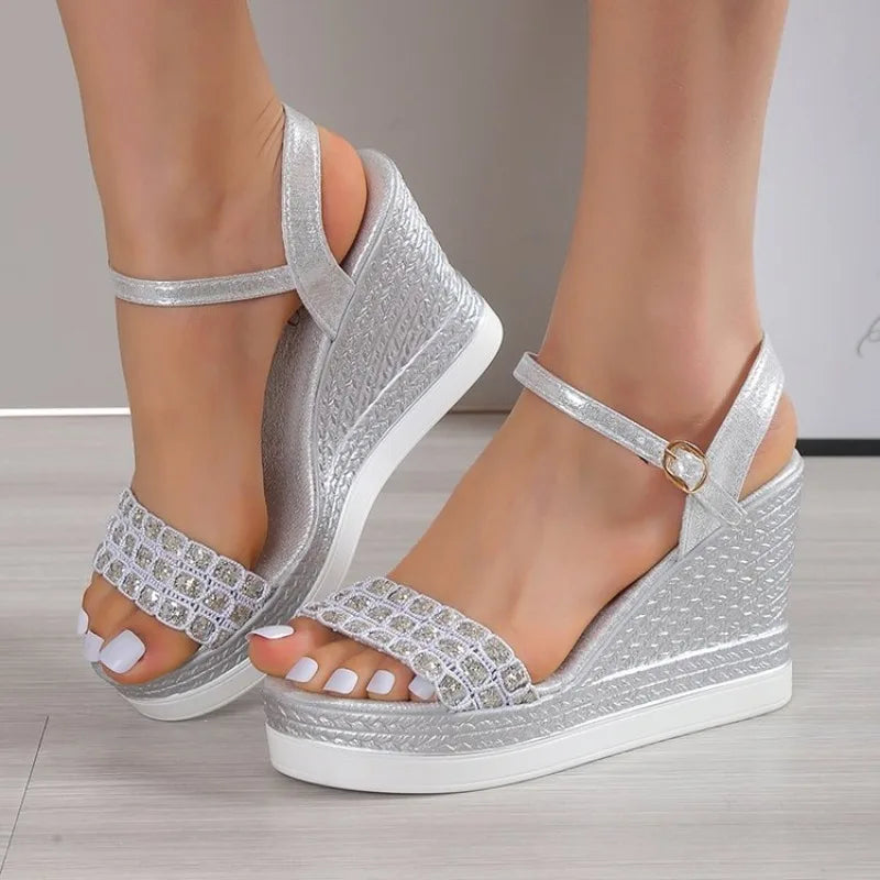 Ophelia - Women's Sparkling Platform Wedge Sandals