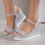 Ophelia - Women's Sparkling Platform Wedge Sandals