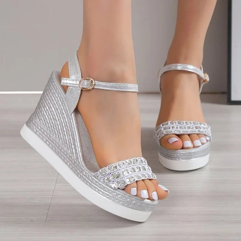 Ophelia - Women's Sparkling Platform Wedge Sandals