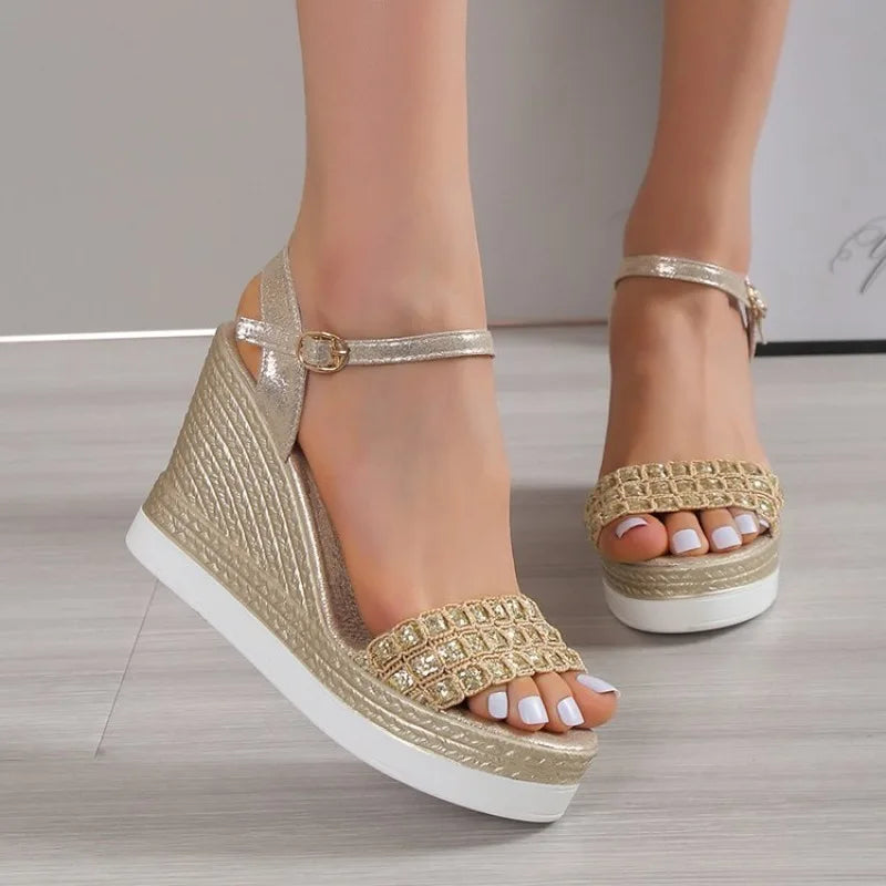 Ophelia - Women's Sparkling Platform Wedge Sandals