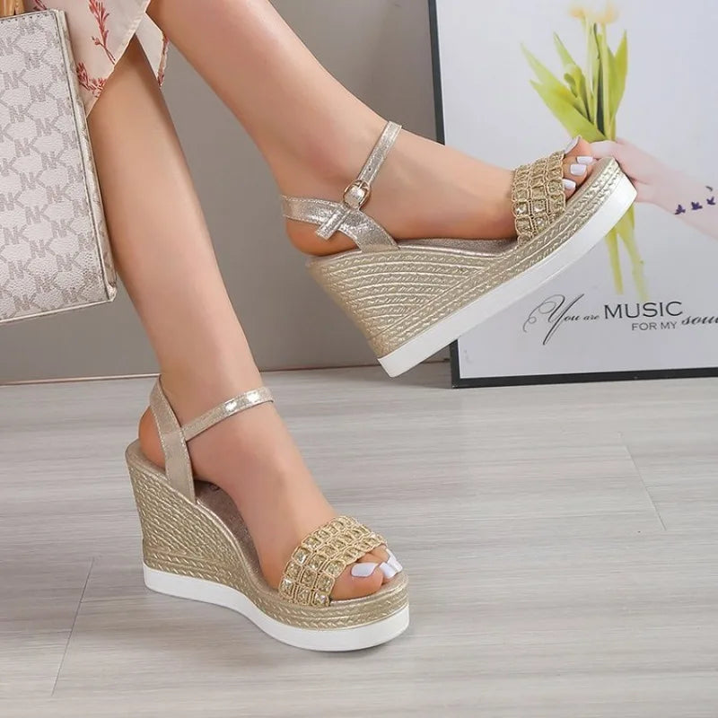 Ophelia - Women's Sparkling Platform Wedge Sandals