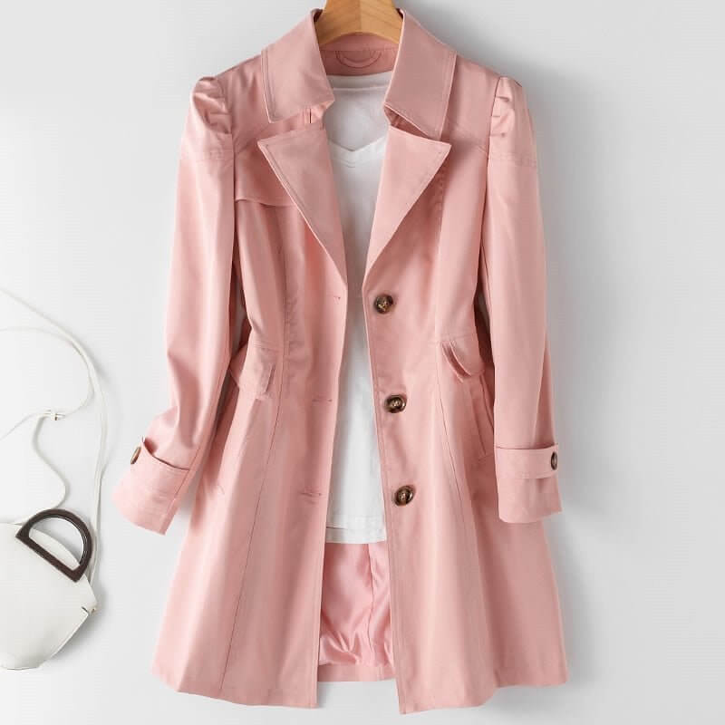 Oriana - Women's Classic Trench Coat with Belted Waist