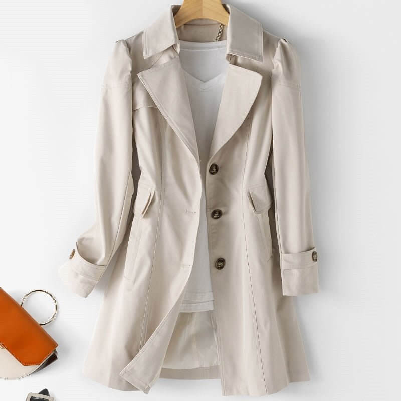 Oriana - Women's Classic Trench Coat with Belted Waist