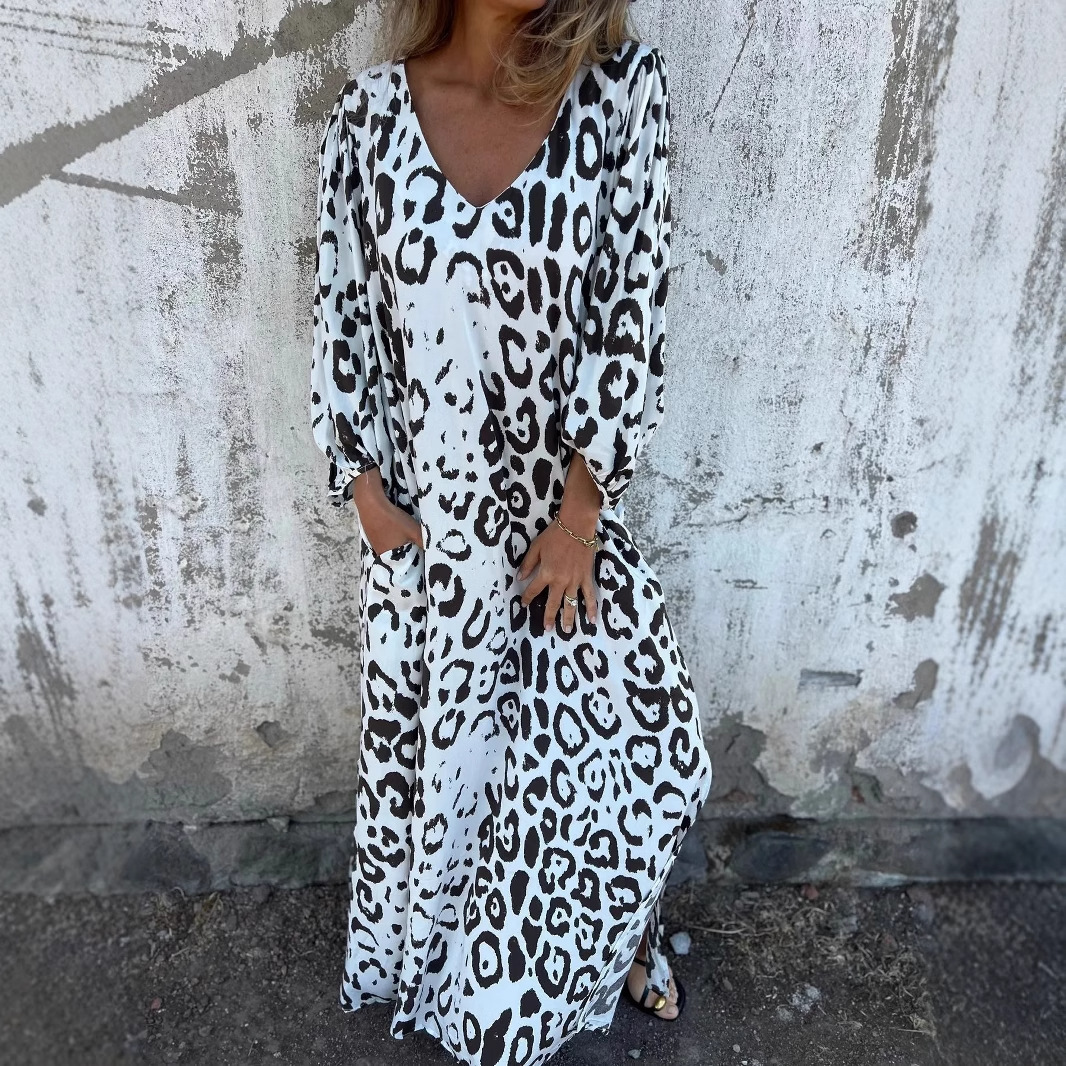 Oriana - Women's Leopard Print Maxi Dress