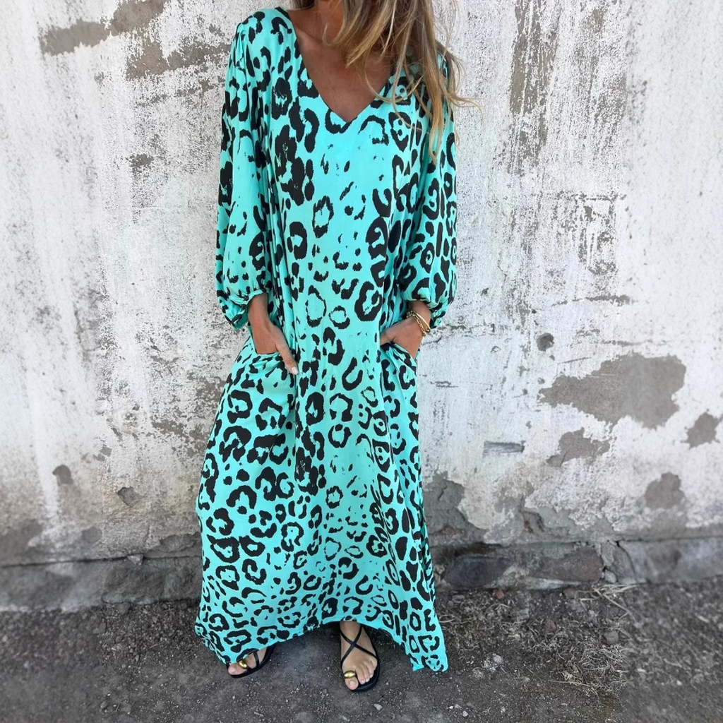 Oriana - Women's Leopard Print Maxi Dress