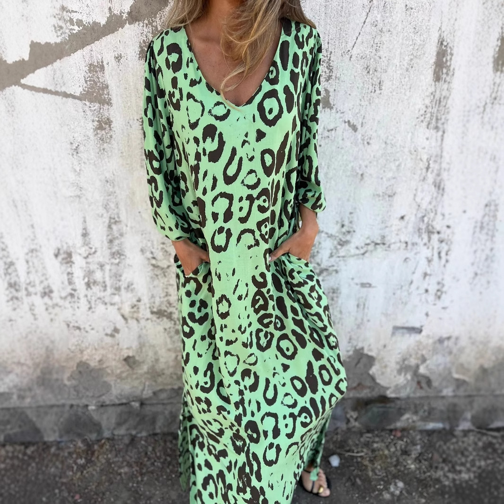 Oriana - Women's Leopard Print Maxi Dress