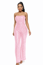 Remi - Women's Chic Strapless Sparkling Jumpsuit