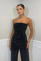 Remi - Women's Chic Strapless Sparkling Jumpsuit
