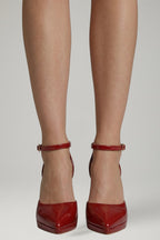 Rowena - Women's Elegant Red Faux Leather Heels