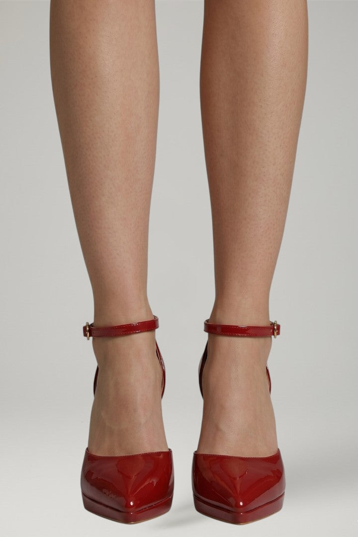 Rowena - Women's Elegant Red Faux Leather Heels