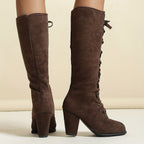 Saffron - Women's Stylish Knee High Lace-Up Boots