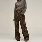 Seraphina - Women's Leopard Print Wide-Leg Jeans