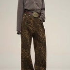 Seraphina - Women's Leopard Print Wide-Leg Jeans