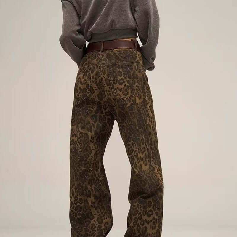 Seraphina - Women's Leopard Print Wide-Leg Jeans