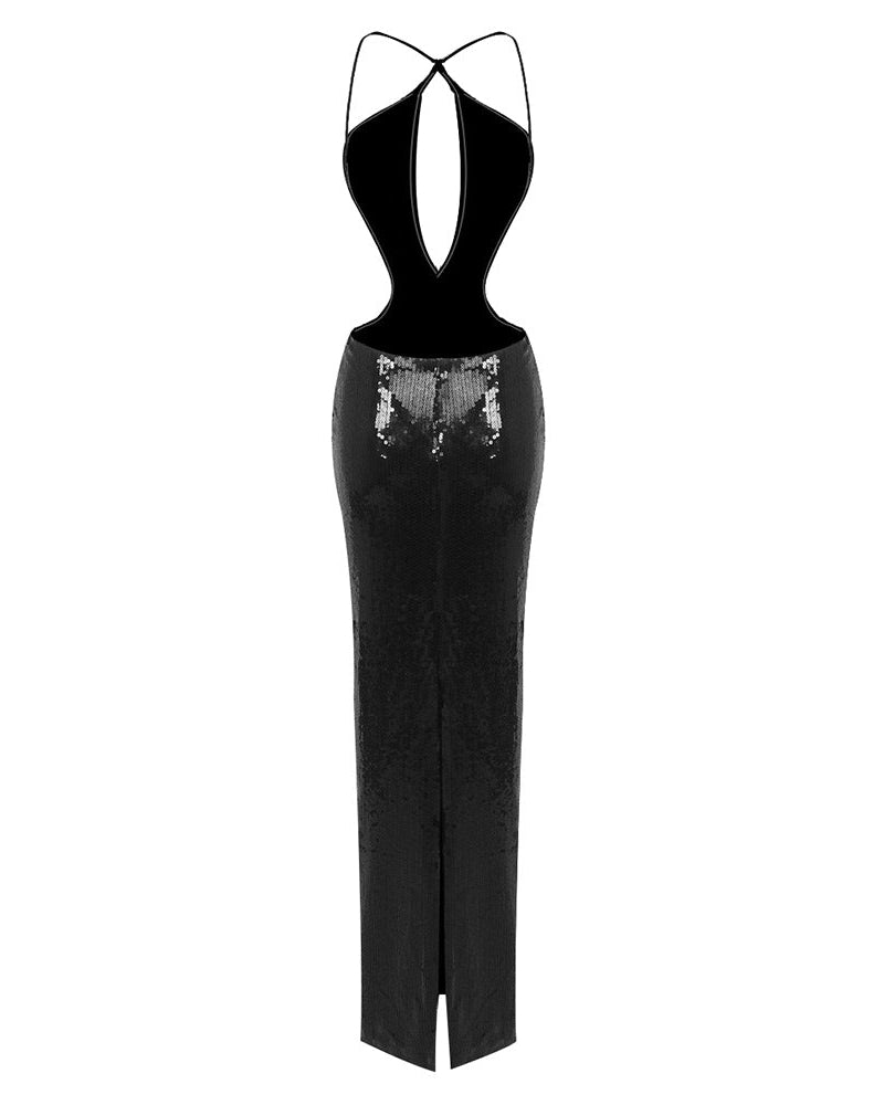 Seraphine - Women's Elegant Sequin Halter Dress