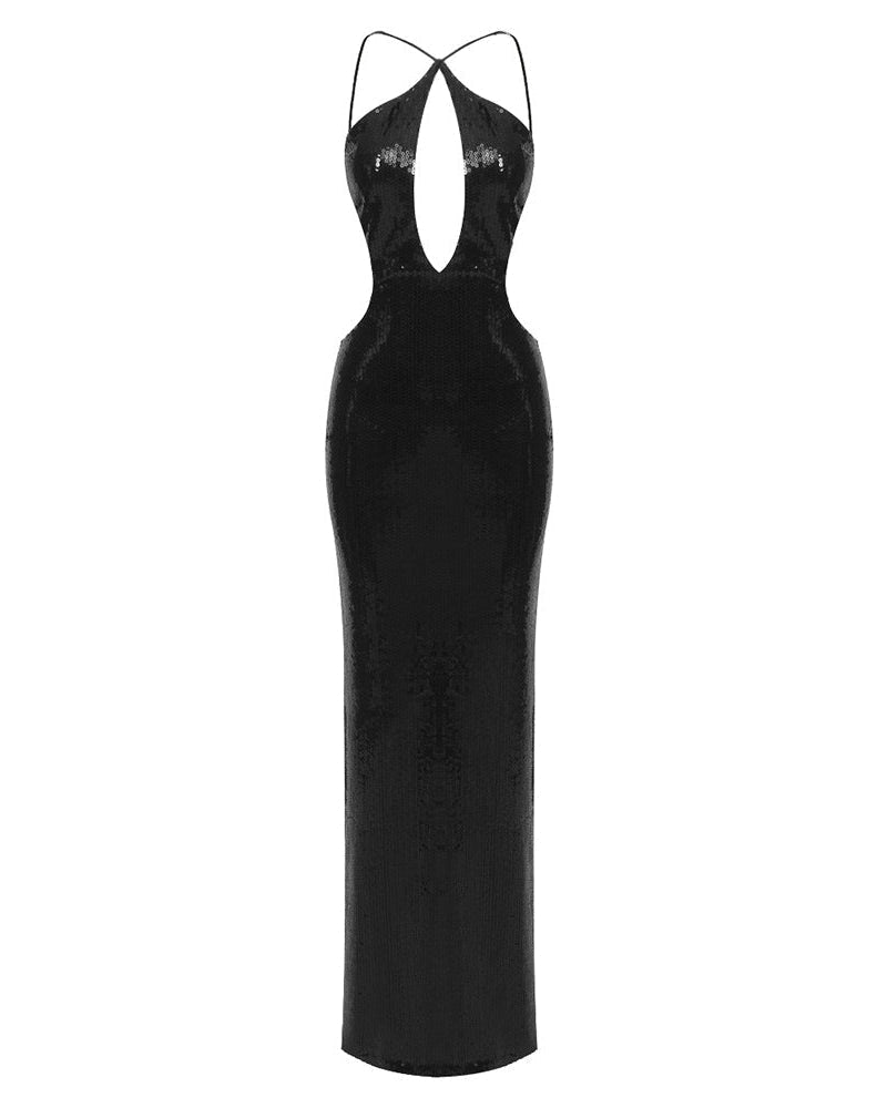 Seraphine - Women's Elegant Sequin Halter Dress