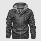 Sienna - Men's Faux Leather Jacket with Hoodie
