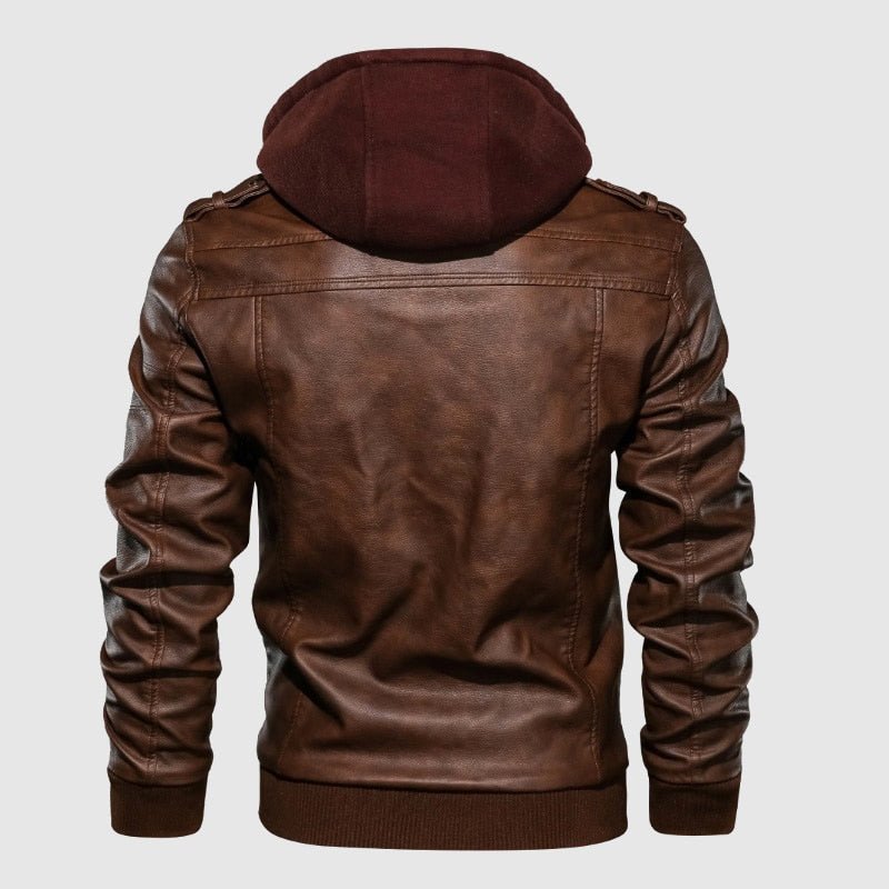 Sienna - Men's Faux Leather Jacket with Hoodie