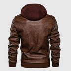 Sienna - Men's Faux Leather Jacket with Hoodie