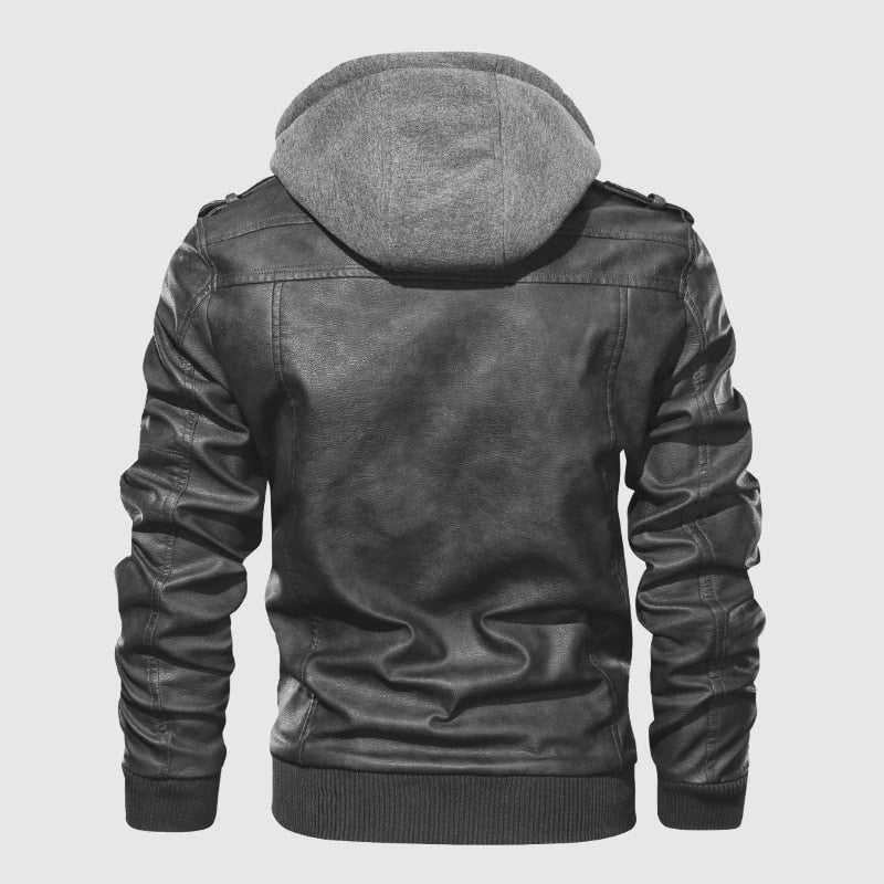 Sienna - Men's Faux Leather Jacket with Hoodie
