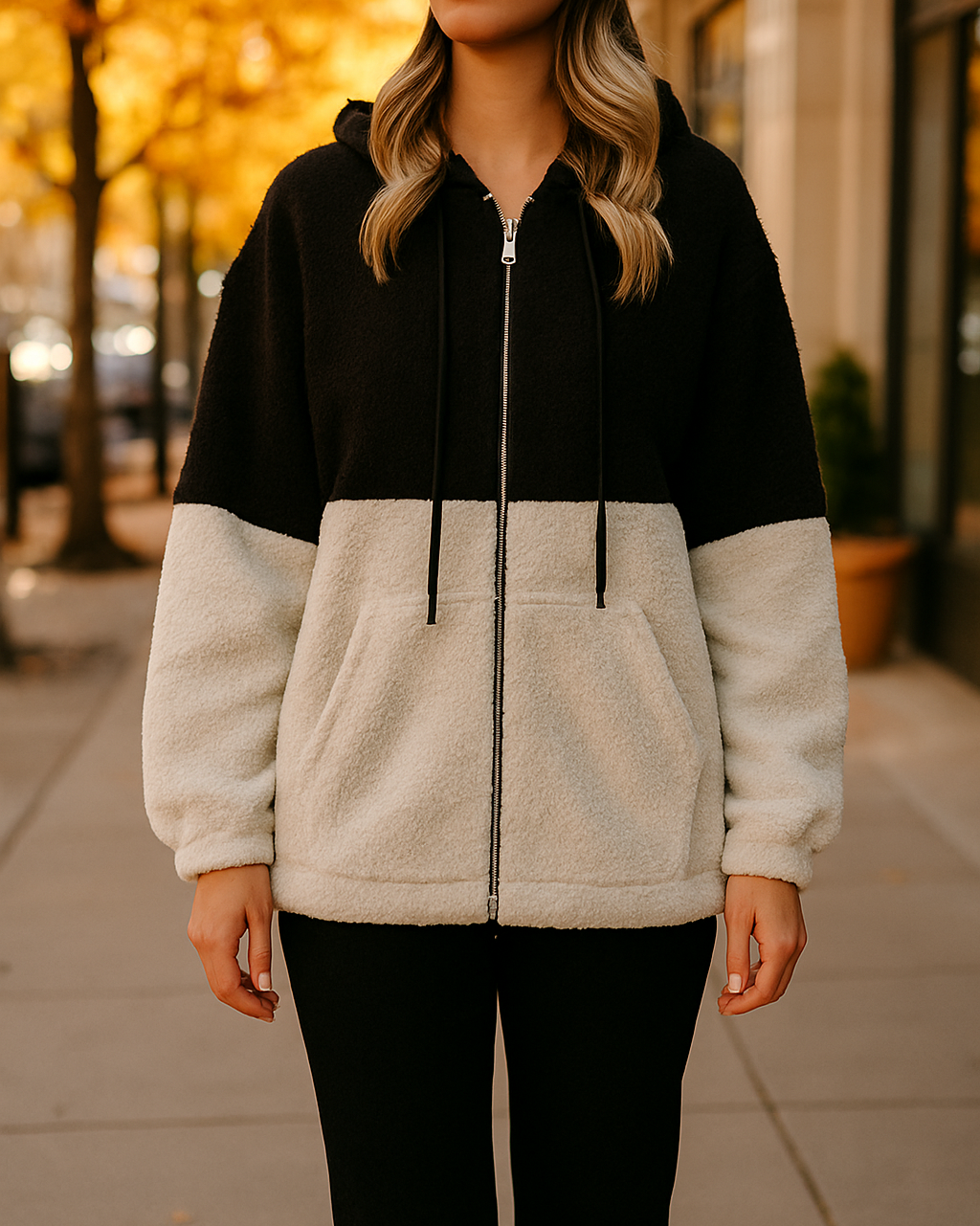 Sutton - Women's Cosy Two-Tone Fleece Hoodie