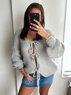 Sylvie - Women's Bow-Detail Knit Cardigan