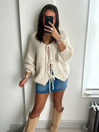 Sylvie - Women's Bow-Detail Knit Cardigan
