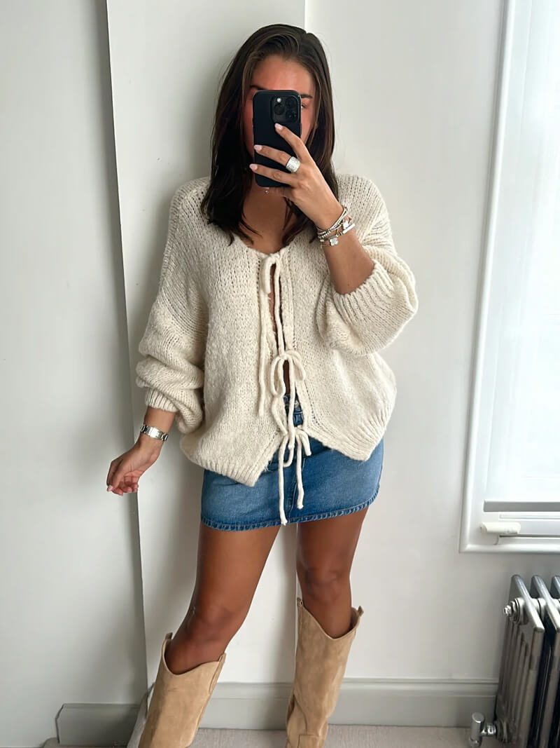 Sylvie - Women's Bow-Detail Knit Cardigan