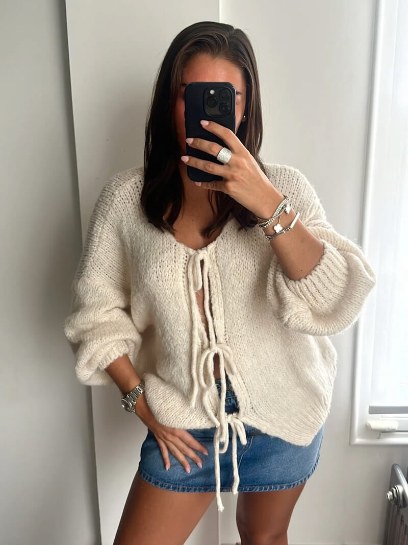 Sylvie - Women's Bow-Detail Knit Cardigan