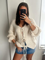 Sylvie - Women's Bow-Detail Knit Cardigan