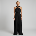 Sylvie - Women's Elegant Wide-Leg Halter Jumpsuit