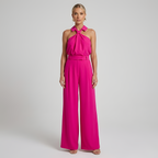 Sylvie - Women's Elegant Wide-Leg Halter Jumpsuit
