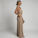 Sylvie - Women's Elegant Wide-Leg Halter Jumpsuit