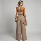 Sylvie - Women's Elegant Wide-Leg Halter Jumpsuit