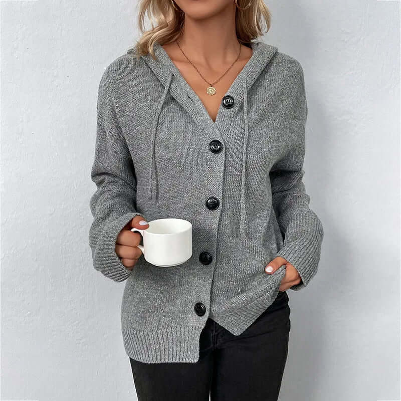 Talia - Women's Casual Knitted Cardigan with Hood