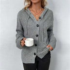 Talia - Women's Casual Knitted Cardigan with Hood